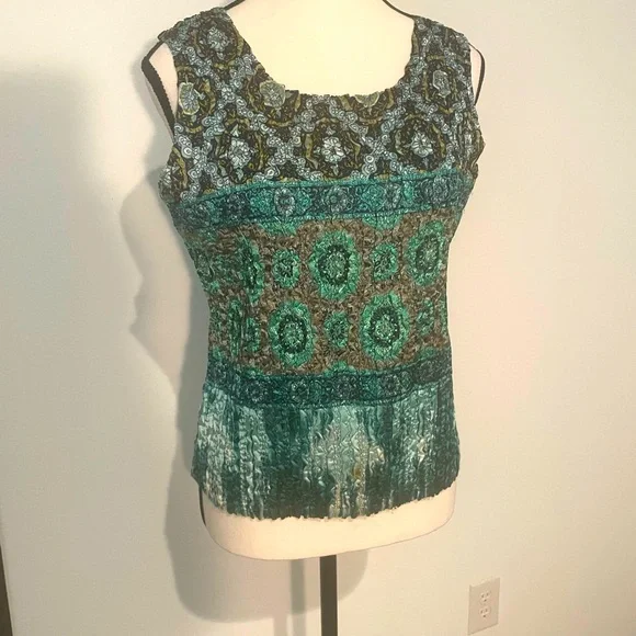 Tania Nardi Textured Black Turquoises Multi Colored Jacket & Sleeveless Top - Picture 2 of 10